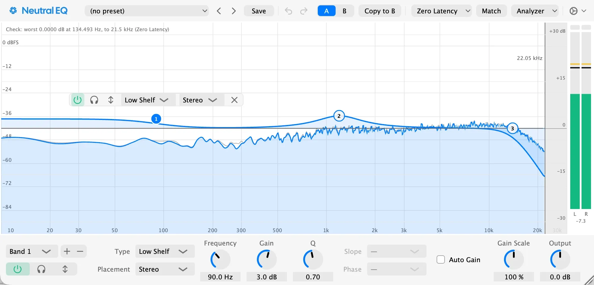 Check Curve's result over the display: the worst difference from the drawn curve and its frequency